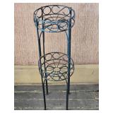Decorative Garden Green Metal Two Tier Plant Stand