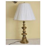 Classic Brass Table Lamp with Pleated Shade - A