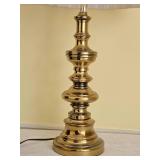 Classic Brass Table Lamp with Pleated Shade - A