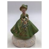 Vintage Josef Musical Figurine – Girl in Green Dress