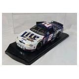 Rusty Wallace Miller Lite Ford Taurus – Blue and White Diecast on Black Base