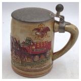 Vintage Budweiser Champion Clydesdales Stein – Ceramarte Made in Brazil with Wagon Scene