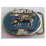 Vintage 1987 GTA Groplex Swine Feeds Limited Edition Belt Buckle – Pig with Nutrient Markers