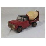 Vintage Red Cement Mixer Truck – Metal Cab with Cream Drum and Black Tires