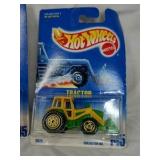 New in Package Vintage Hot Wheels Tractor – Red and Yellow Diecast Models on Original Blister Cards