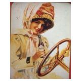 Vintage Coca-Cola Serving Tray – Red Metal with Woman Driving Scene