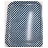 Vintage Blue Gingham Check Metal Serving Trays – Pair of Rectangular Trays