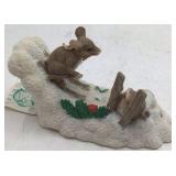 Vintage Dean Griff Figurine – Mice on Snowy Log