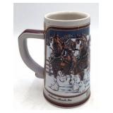 Vintage Budweiser Clydesdales Winter Hitch Stein – 1989 Collector