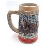 Ceramic stein featuring Budweiser Clydesdales wagon parade scene at Grant