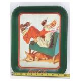 Vintage Coca-Cola Santa with Deer Tray – Green Metal with 1959 Sundblom Illustration