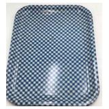 Vintage Blue Gingham Check Metal Serving Trays – Pair of Rectangular Trays