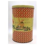 Vintage Old Dutch Flavored Potato Chips Tin – Minneapolis Red & Yellow with Tulip Pattern
