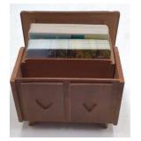 Vintage Wooden Playing Card Holder – Heart and Diamond Cutouts