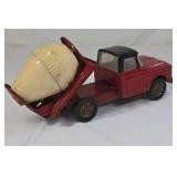 Vintage Red Cement Mixer Truck – Metal Cab with Cream Drum and Black Tires