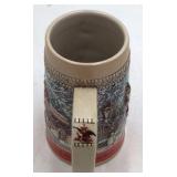 Ceramic stein featuring Budweiser Clydesdales wagon parade scene at Grant