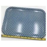 Vintage Blue Gingham Check Metal Serving Trays – Pair of Rectangular Trays