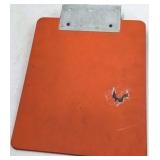 Vintage Vigoreena Feeds / Aureomycin Clipboard – Orange Metal with Advertising Clip