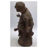 19th-century Renaissance-style terracotta sculpture depicting two huddled cherubs