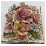 Vintage Ceramic Floral Trinket Box – Raised Roses and Flowers