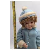 Vintage Shirley Temple Porcelain Doll – Toddler in Blue Winter Coat