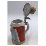 Vintage King Character Character Stein – Ceramic with Crown Lid & Pewter Handle