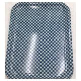 Vintage Blue Gingham Check Metal Serving Trays – Pair of Rectangular Trays