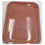 Vintage Red Gingham Check Metal Serving Trays – Pair of Rectangular Trays