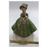 Vintage Josef Musical Figurine – Girl in Green Dress
