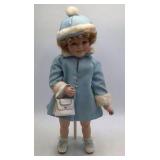 Vintage Shirley Temple Porcelain Doll – Toddler in Blue Winter Coat