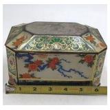 Vintage English Octagonal Biscuit Tin – Metal Box Company Floral Chinoiserie Design