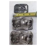 Vintage Remington "First In The Field" Canada Goose Belt Buckle + Pair of 1987 Gibbon, MN Centennial Limited Edition Buckles