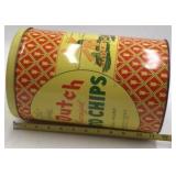 Vintage Old Dutch Flavored Potato Chips Tin – Minneapolis Red & Yellow with Tulip Pattern