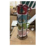 Set of 4 Stackable Christmas Mugs, 15.8 Oz Coffee Mug With Stand, Holiday Hot Cocoa Mugs for Mom Family Colleagues Friend & Farmhouse