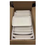 12 Piece Set of 10-Inc Rectangular Salad Plates, White Color, Very Elegant Look, Great for Salads, Desserts, Appetizers, Great for Parties, Weddings, Home Use and More