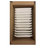 12 Piece Set of 10-Inc Rectangular Salad Plates, White Color, Very Elegant Look, Great for Salads, Desserts, Appetizers, Great for Parties, Weddings, Home Use and More