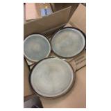 Ceramic Dinnerware Sets for 8, 24 Pieces Handmade Reactive Glaze Plates and Bowls Set, ONE OR TWO PLATES ARE CRACKED ON EDGES,