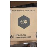 16 Pieces Plates and Bowls Sets, White Porcelain Dinnerware Sets, Ceramic Dishes Set Service for 4, White Kitchen Dinner Dining Ware Set (ONE PLATE BROKEN)