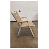Lawn and Beach Chair, Great for Summer Relaxing, Beige/Tan Color, Built-in Metal Handle, Easkly Folds up for Easy Transportation
