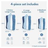 Compression Packing Cubes 4-Set for Travel, Compressible Package Organizer for Suitcase Navy Blue Color RETAIL: $30.00