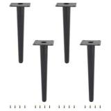 Four Pack of Furniture Legs, Black Metal Round Tapered Heavy Duty, Great for Bar, Bed, Table, Chairs, Couch, Create Your Own Artistic Furniture, 55 Centimeters/22 Height