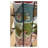 Set of 4 Stackable Christmas Mugs, 15.8 Oz Coffee Mug With Stand, Holiday Hot Cocoa Mugs for Mom Family Colleagues Friend & Farmhouse