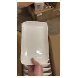 12 Piece Set of 10-Inc Rectangular Salad Plates, White Color, Very Elegant Look, Great for Salads, Desserts, Appetizers, Great for Parties, Weddings, Home Use and More