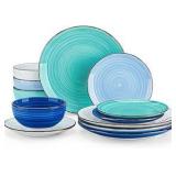 Vancasso Bonita Blue Dinnerware Set, 12-Piece Set for 4 People, Bowls, Small Plates and Big Plates. RETAIL: $60.00