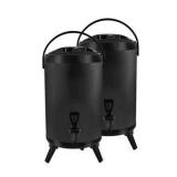 Stainless Steel Insulated Milk Tea Barrel Hot and Cold Beverage Dispenser Container with Faucet Black 10 Liters Size RETAIL: $80.00