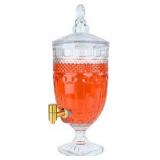 1.3 Gallon Glass Drink Dispenser With Spigot for Party, Bars, Weddings, Crystal Collection Juge, Very Elegant RETAIL: $75.00