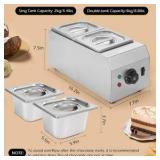 Dyna-Living Chocolate Melting Pot 2-Tanks Commercial Chocolate Tempering Machine Chocolate Tempering Pot 1000W Electric Chocolate Melter Pot Chocolate Warmer for Milk Coffee Cheese