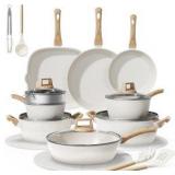 24-Piece Pots and Pans Set Non Stick, Titanium-Reinforced Ceramic Cookware Set, Long-Lasting Nonstick, PFAS-Free, Induction Compatible, Complete Kitchen Set for Everyday Cooking