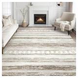Area Rug 9-feet by 12-feet, Large Soft Washable, Neutral Boho Moroccan Indoor Living Room Rug, Great for Home, Office, Dining, Bedroom or Living Room