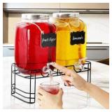 2-Gallon Drink Dispensers for Parties, Two Pack, Two Beverage Dispeners With Stand and Chalkboard Signs for Labeling the Drinks